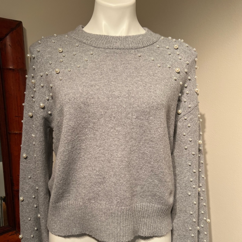 1/2 Off Sale(was $60)NWT Chelsea & Violet Mock Neck Sweater Embellished w/Pearls